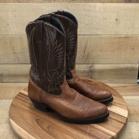 ACME Shoes Acme Mens 2192 Brown Leather Mid Calf Pull On Cowboy